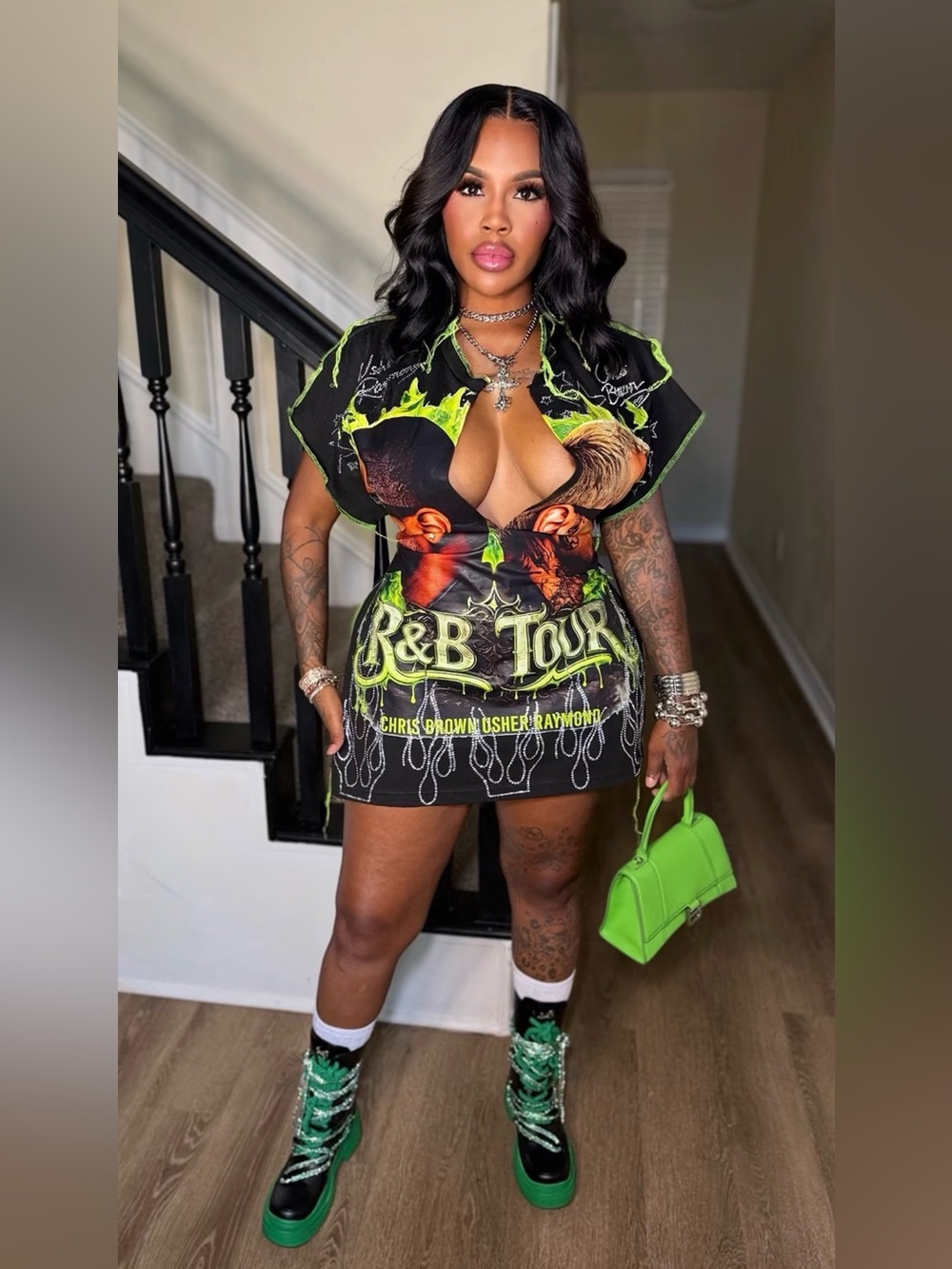 R&B Tour Graphic Short Sleeve Tee or Mini dress (Chris Brown & Usher